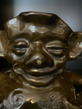 Antique 1905 Vance Avon Faience Pottery Ugly Monkey Goblin Figural Pitcher Mug 2