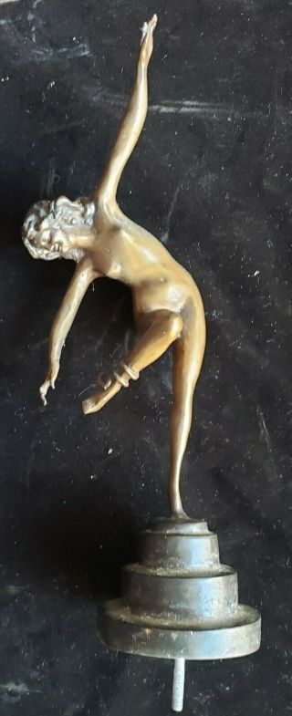Art Deco Bronze Nude Figure,  Nymph,  Lady With Snake Wrapped Around Her Ankle