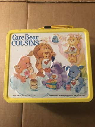 Vintage 1985 Metal Yellow Care Bear Cousins Care Bears Lunchbox No Thermos