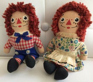 Vintage 7 Inch Raggedy Ann And Andy Dolls Knickerbocker