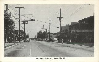 Vintage Postcard Business District Street Scene Westville Nj Gloucester County