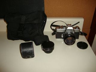 Vintage Minolta Srt 101 35mm Film Camera With Focal 1:1.  7 50mm Lens & Carry Case