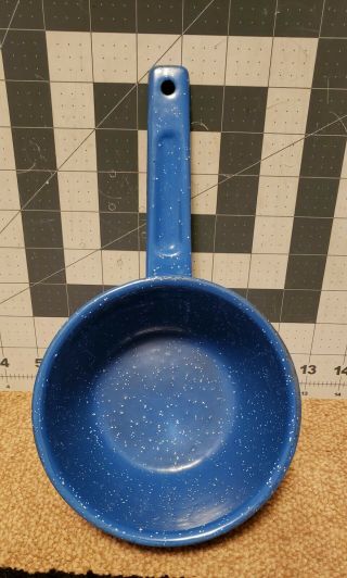 Vintage Blue & White Speckled Enamel Small Metal Pot Pan