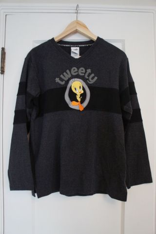 Vintage Tweety Bird Embroidered Warner Bros.  Studio Store Long Sleeve Sweater