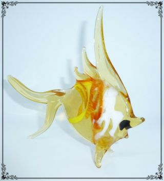 Animal Murano Glass Yellow And Red Fish Poisson Verre Jaune Rouge Vintage 70 