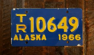 1966 Alaska Trailer License Plate Tr 10649.  4 " X 7 " Paint.
