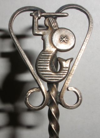 Arts & Crafts Vintage Warsaw Poland Orno Mermaid Syrenka Silver Souvenir Spoon
