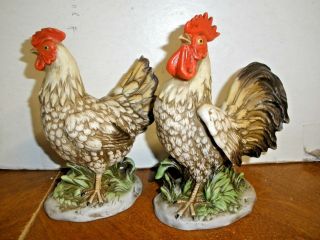 Vintage Homco Rooster And Chicken Figurines 1446