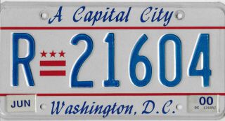 2000 Washington Dc District Of Columbia A Capital City License Plate R 21604