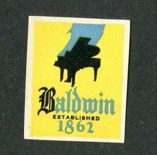 Vintage Poster Stamp Label Baldwin Piano Grand Piano Est 1862