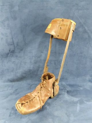 Antique Vtg Metal Polio Leg Brace And Shoe