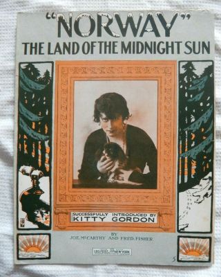 Norway The Land Of The Midnight Sun Great For Framing - Vintage Sheet Music