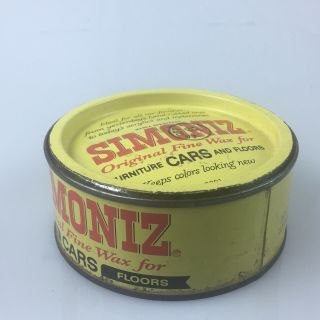 Vintage Simoniz Car Wax Can Furniture Cars Floors 7 Oz Metal Tin