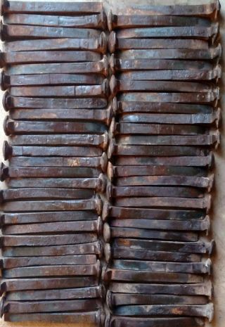 50 Vintage Railroad Spikes Mostly Hc,  6 1/2 " Some Rust,  All Slightly Bent,