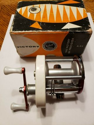 Vintage Victory A53 Fishing Reel With Box/ Made In Sweden/used