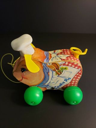 Vintage Fisher - Price Cookie Pig Wooden Pull Toy 1965 Collector Piece Child 