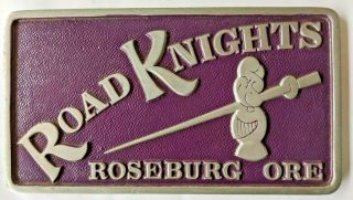 Road Knights Auto Club Metal Plaque Badge License Plate Roseburg Oregon