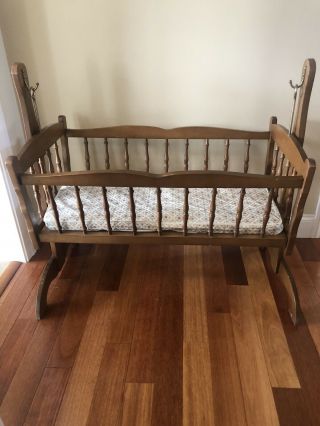 Vintage Wooden Baby Cradle