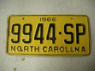 1966 Nc License Plate Tag North Carolina 9944 - Sp