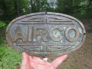 Antique Vintage Airco Brass Plate 10 1/4 " X 5 7/8 " Oval Nameplate Plaque