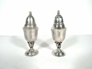 Pair Antique Georg Jensen Sterling Silver Salt And Pepper Shakers