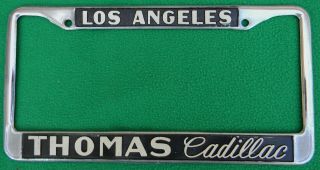 Vintage Thomas Cadillac Los Angeles California Dealer License Plate Frame