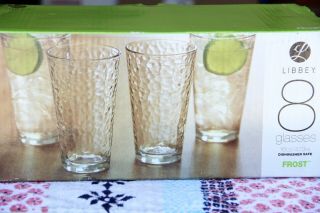 Vintage - Set Of 8 Libbey Frost Drinking Glasses 16oz