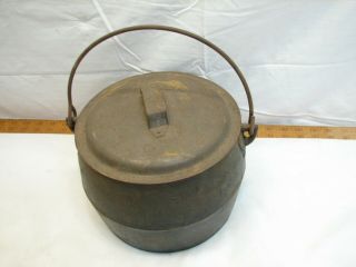 Vintage Marietta Co Pa No.  4 Qts Cast Iron Gypsy Kettle Bean Pot W/tin Lid C