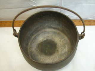 Vintage Marietta Co PA No.  4 Qts Cast Iron Gypsy Kettle Bean Pot w/Tin Lid C 3