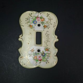 Vtg Made In Japan Floral Light Switch Cover Plate Ceramic