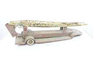 Vintage Pressed Steel Tonka Toys Ladder Fire Truck Trailer