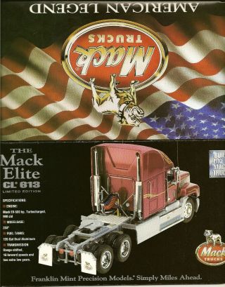No Truck - Franklin Paperwork Only Mack Elite Cl 613 Ltd Tractor Red 1/32