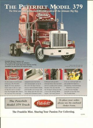 No Truck - Franklin Paperwork Only Peterbilt 379 Tractor Red 1/32