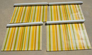 1970s Striped Roller Blinds Window Shades Vntg Harvest Gold Avocado Green Drapes