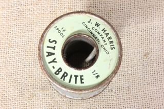 Old Spool Silver Bearing Solder 1 Pound Roll Size Vintage Stay - Brite J W.  Harris