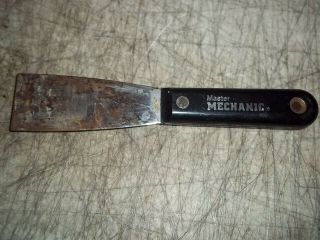 Vintage Master Mechanic Black Wood Handle 1 - 1/2 " Blade 7 - 1/2 " Long Putty Knife