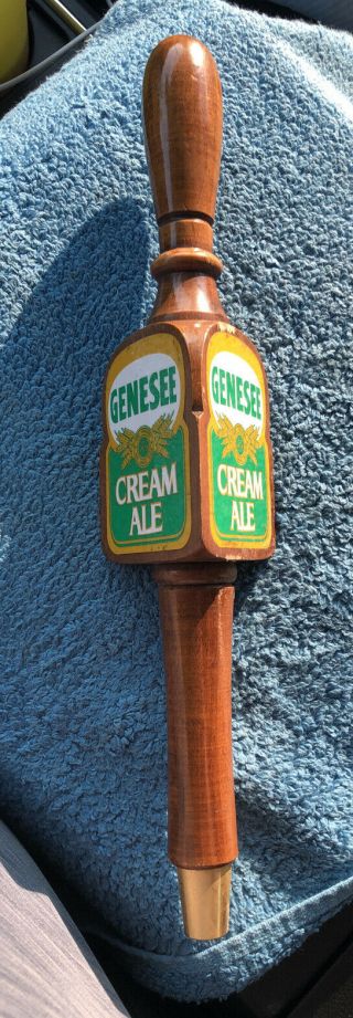 Vintage 1970s Genesee Cream Ale Beer Wooden Tap Handle.  Pre - Owned