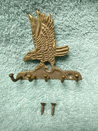 Vintage Brass Eagle Wall Hanging Key Holder 5 Hooks India Jewelry