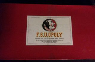 Fsu Opoly Monopoly Board Game Florida State University Complete 1st Edition Vtg