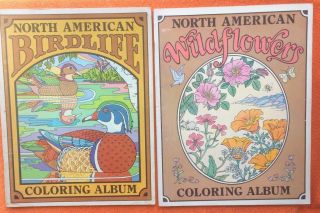 2 Vintage North American Birdlife Wild Flow Coloring Album Books Troubador Press