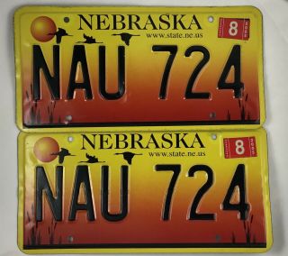 Matching Pair 2005 Nebraska License Plate Kimball County Nau 724 Set Of 2