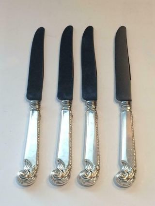 Set Of 4 Birks George Ii Plain Sterling Silver French Knives 10” S349