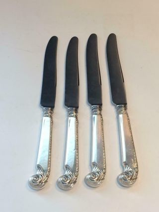Set Of 4 Birks George Ii Plain Sterling Silver French Knives 9” S348