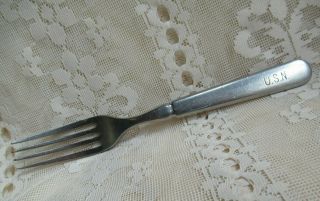 Vintage Us Navy Stainless Steel Silverware Fork 1950 