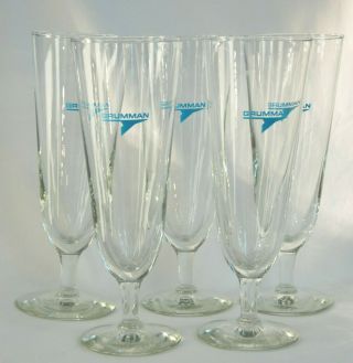 Vintage Grumman Glass Pilsener Beer Goblets,  Set Of 5,  8.  25 " /21 Cm High