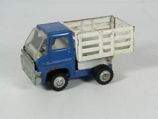 Vintage Louis Marx Cattle Truck 70’s Pressed Steel,  Blue Truck With White Bed