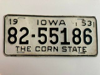 1953 Iowa License Plate All Paint " The Corn State " Slogan