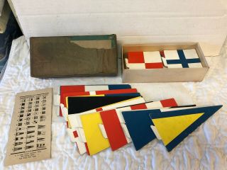 Antique Vtg Boxed Set Us Coast Guard Auxiliary Press 40 International Code Flags