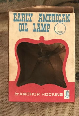 Antique Anchor Hocking Eapc Early American Oil Lamp Usa Vintage