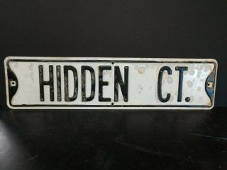 Hidden Ct Vintage Street Sign Embossed 6 X 24 Black & White Heavy Steel